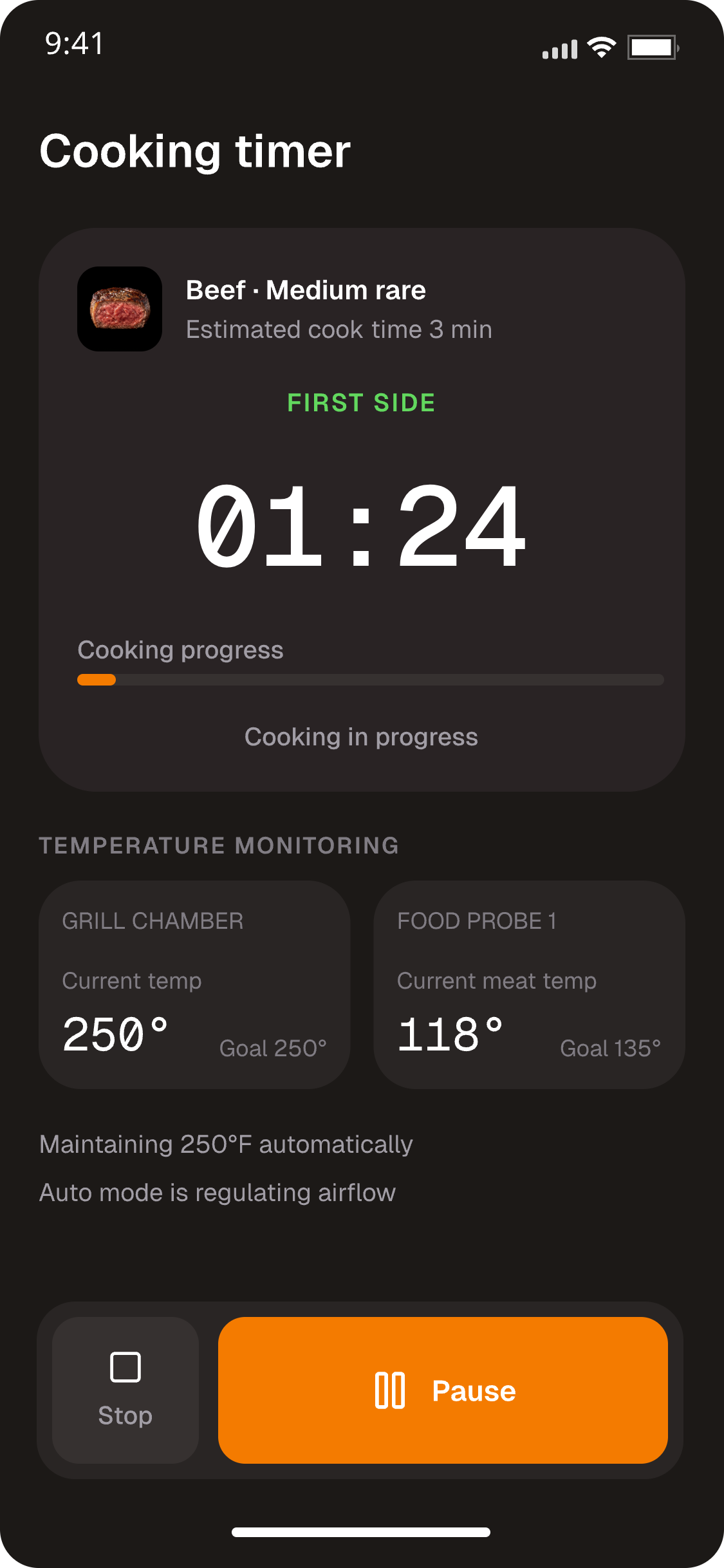 App Cyber Grills — Connect, control & cooking flow 3